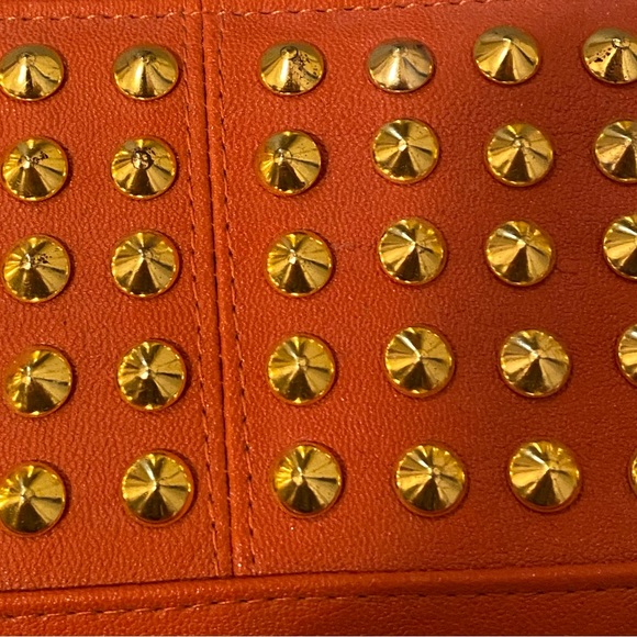 NWT Urban Expressions Orange Studded Zip Wallet Vegan - Picture 2 of 7